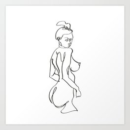 Sexy Side View Line Drawing Art Print