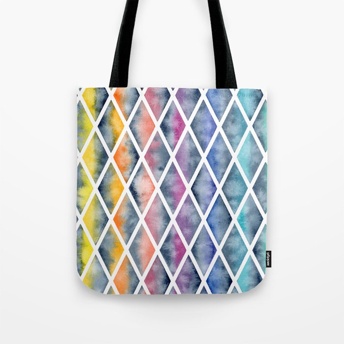 Grey rainbow diamonds Tote Bag