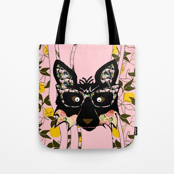 Foxy Flora Fox and Flowers Tote Bag