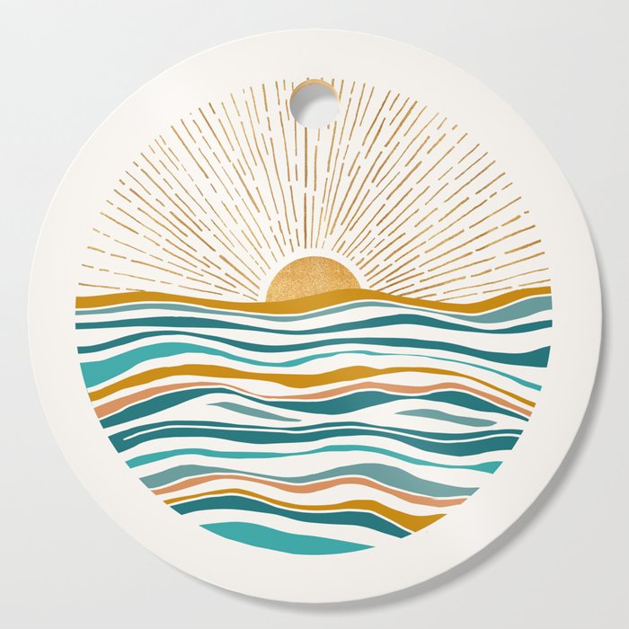 The Sun and The Sea - Gold and Teal Cutting Board