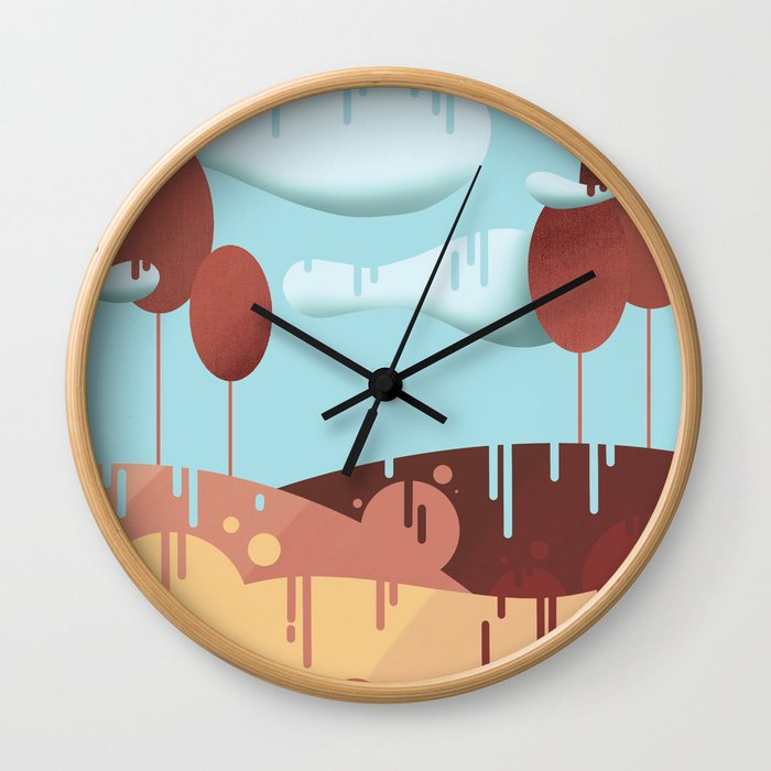 Landscape - digital art - "Rain" Wall Clock