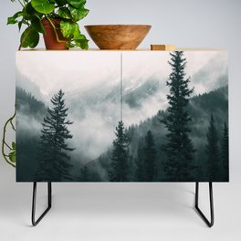 Forest mist beneath the mountain peaks Credenza