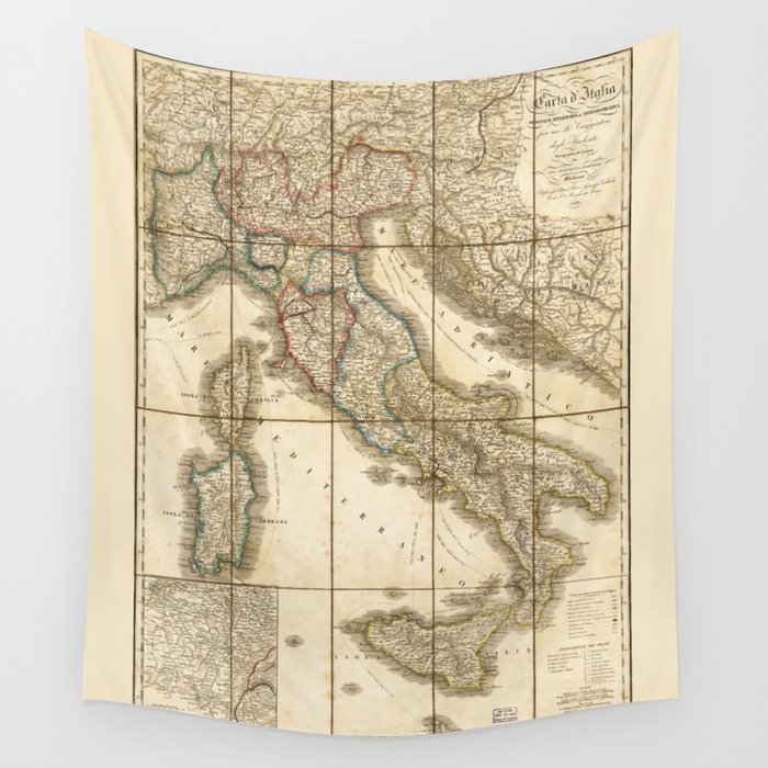 Map of Italy (1851) Wall Tapestry by The Arts  Society6