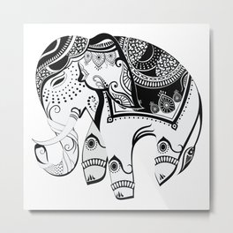 Abstract Design Indian Elephant Metal Print