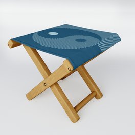Geometric Lines Ying and Yang VIII in Midnight Blue Folding Stool