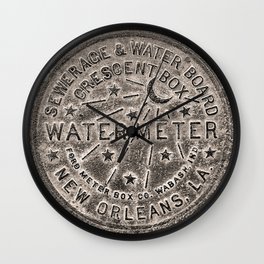 Sepia New Orleans Water Meter Louisiana Crescent City NOLA Water Board Metalwork Wall Clock
