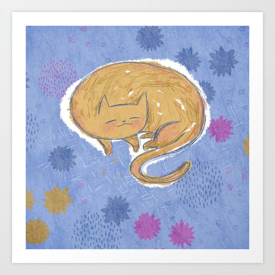Sleepy Kitty Dreams Art Print