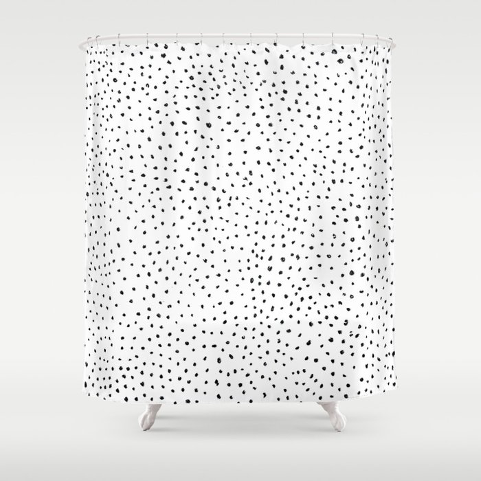 Dotted White & Black Shower Curtain
