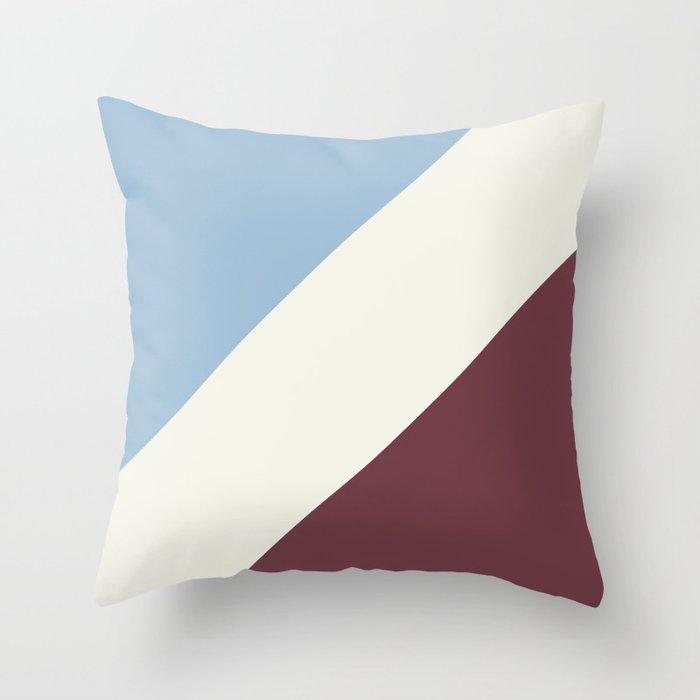 Pastel Blue Off White Burgundy Stripe Pattern 2021 Color of the Year Earth's Harmony & Accent Hues Throw Pillow
