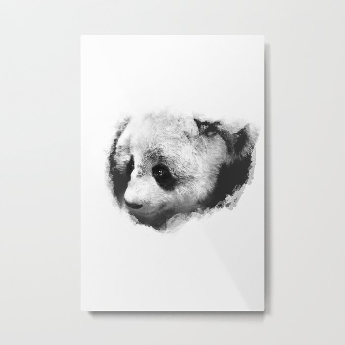 Panda peeking through the Snow Metal Print