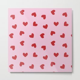 Red and Pink Hearts Metal Print