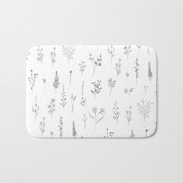 Wildflowers - Grey Flowers Bath Mat