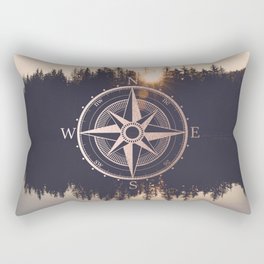 Rose Gold Compass Forest Rectangular Pillow | Forest, Pattern, Lake, Painting, Digital, Gold, Mountains, Graphicdesign, Compass, Graphic Design 