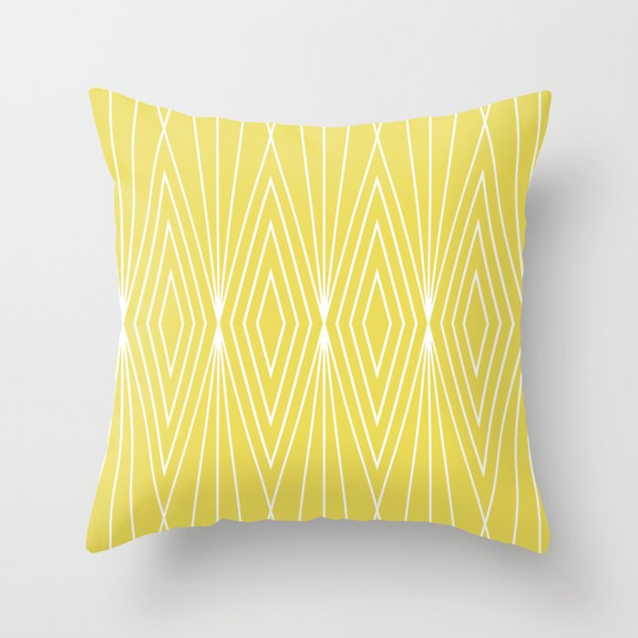 Simple Modern Diamond Lines Yellow Throw Pillow