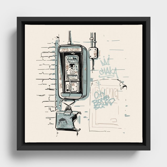 Pay phone and graffiti  Framed Canvas