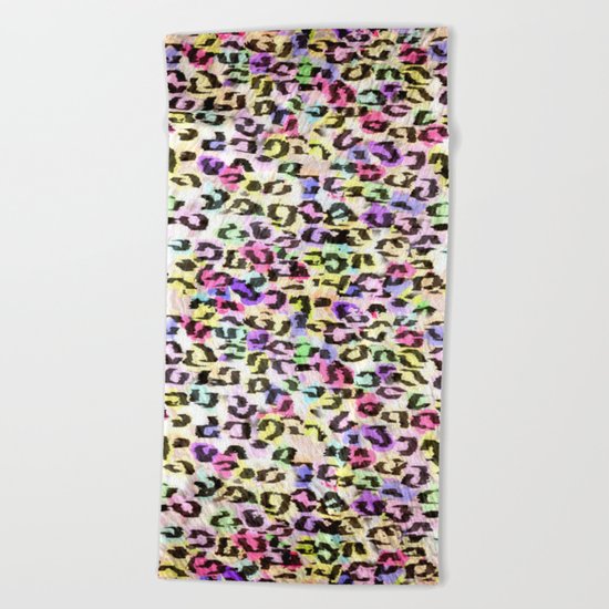 Colorful Leopard Spots Beach Towel