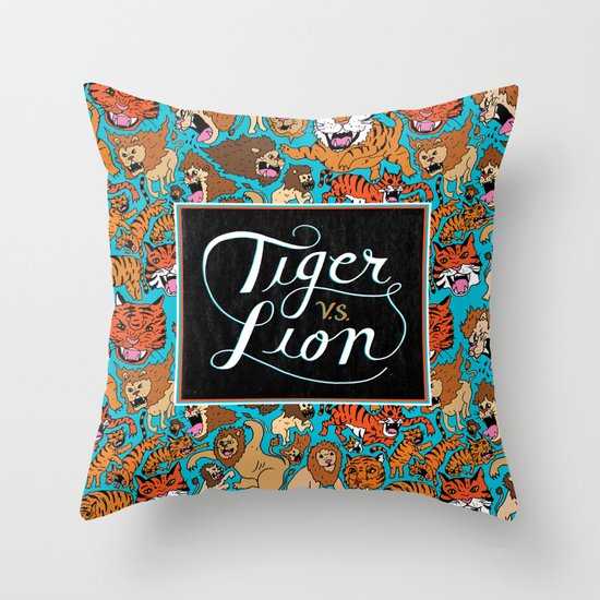 Tiger VS. Lion Throw Pillow