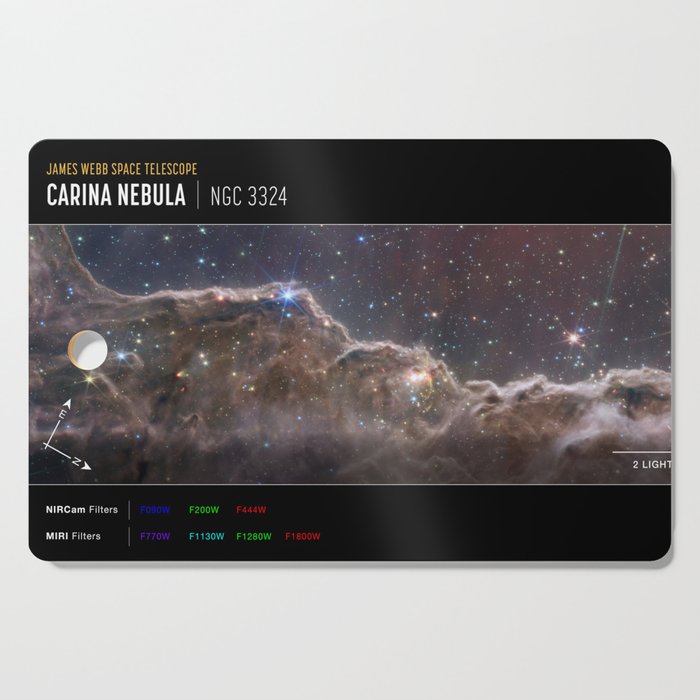Cosmic Cliffs Carina Nebula Nircam MIRI composite Cutting Board