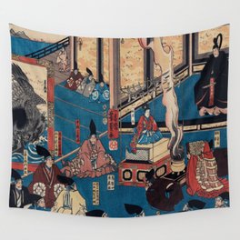 Evening At The Castle Traditional Japanese Characters Wall Tapestry