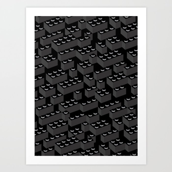 Building Blocks Pattern – Noir Art Print