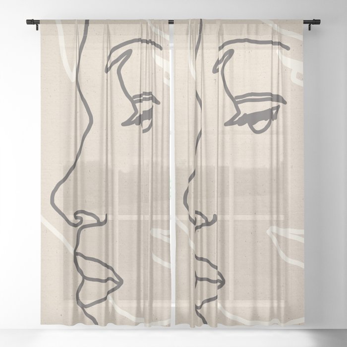 Abstract Face 16 Sheer Curtain