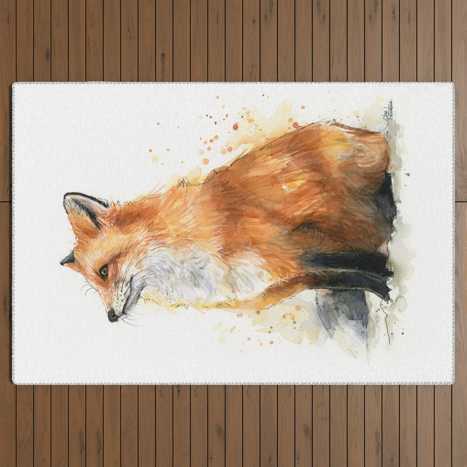 Fox Watercolor Red Fox Painting Rug by Olechka | Society6