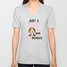 Just A Girl who Loves Beagles - Sweet Beagle Dog V Neck T Shirt