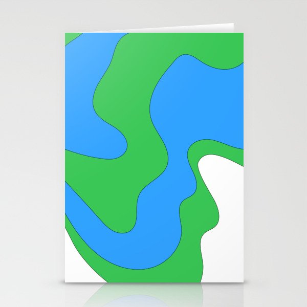Liquid - Colorful Retro Fluid Summer Vibes Beach Design Rainbow Pattern in Green and Blue Stationery Cards