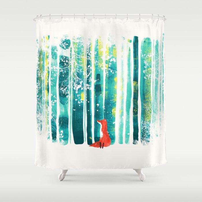 Fox in quiet forest Shower Curtain