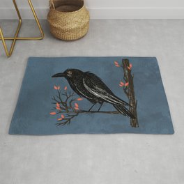 Raven On A Cold And Rainy Day Rug