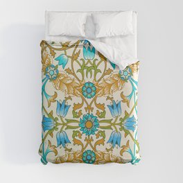 William Morris daffodils, lilies, and vine floral textile pattern 19th century print for duvets, pillows, curtains, wallpaper, bathroom, art prints, and home and wall decor Duvet Cover