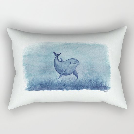 Notches Blue ~ Dolphin Watercolor, (c) 2013 Rectangular Pillow
