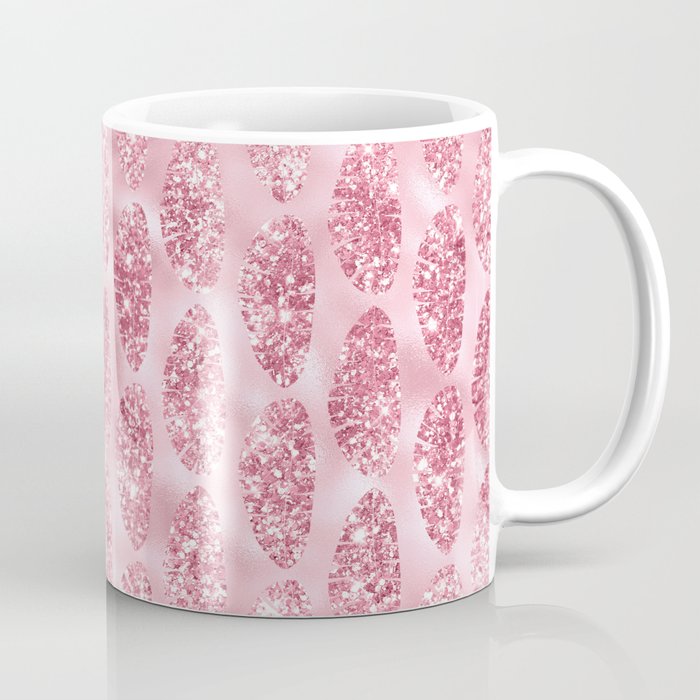 Pink Glitter Tropical Palm Leaves Pattern Coffee Mug