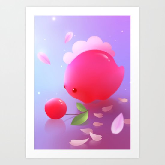 Sakura Dino Art Print
