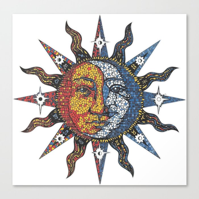 Celestial Mosaic Sun/Moon Canvas Print