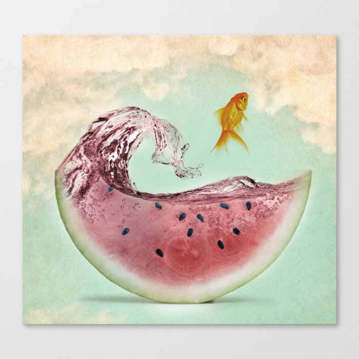 watermelon goldfish 02 Canvas Print