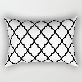 Moroccan Quatrefoil Gothic Revival Pattern 321 Black and White Rectangular Pillow