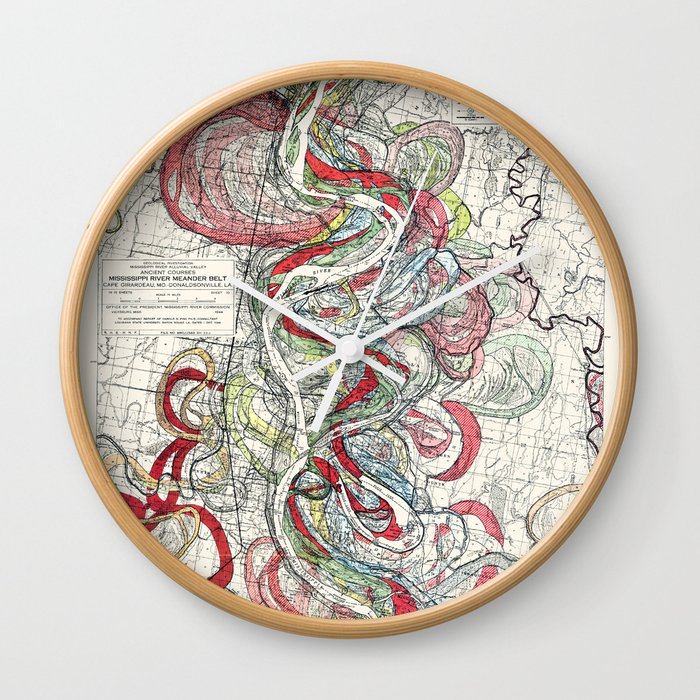 Beautiful Vintage Map of the Mississippi River Wall Clock