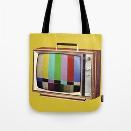 Retro old TV on test screen pattern Tote Bag