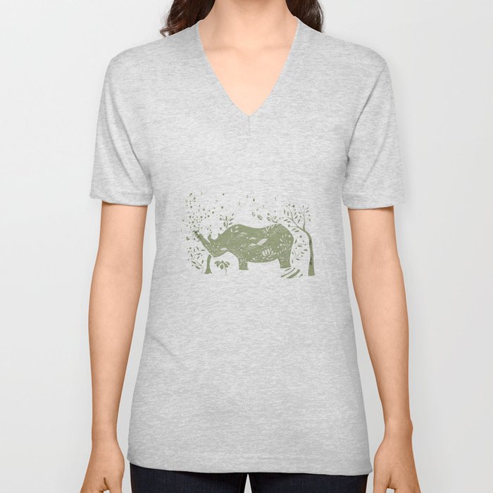 Black Rhino V Neck T Shirt
