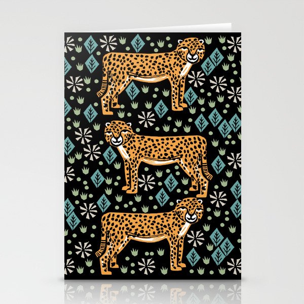 Cheetah safari art printmaking screen print giclee by andrea lauren Stationery Cards