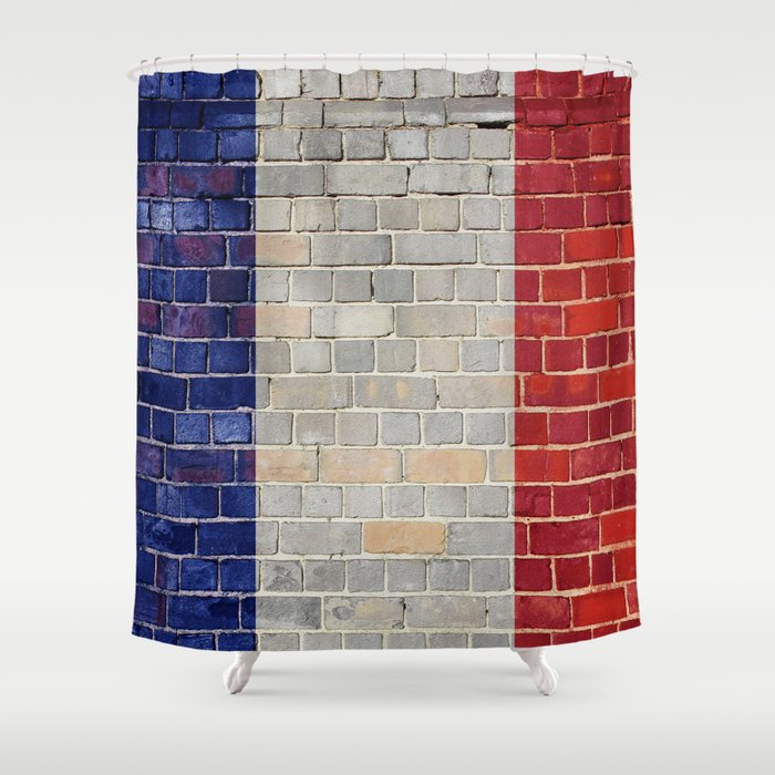 France Flag On A Brick Wall Shower Curtain By Steveball Society6 France Flag On A Brick Wall Shower Curtain