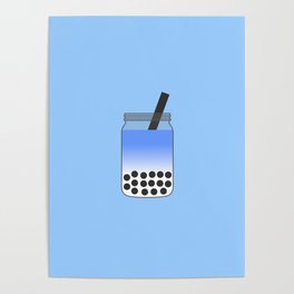 Blue Bubble Tea in Mason Jar Poster
