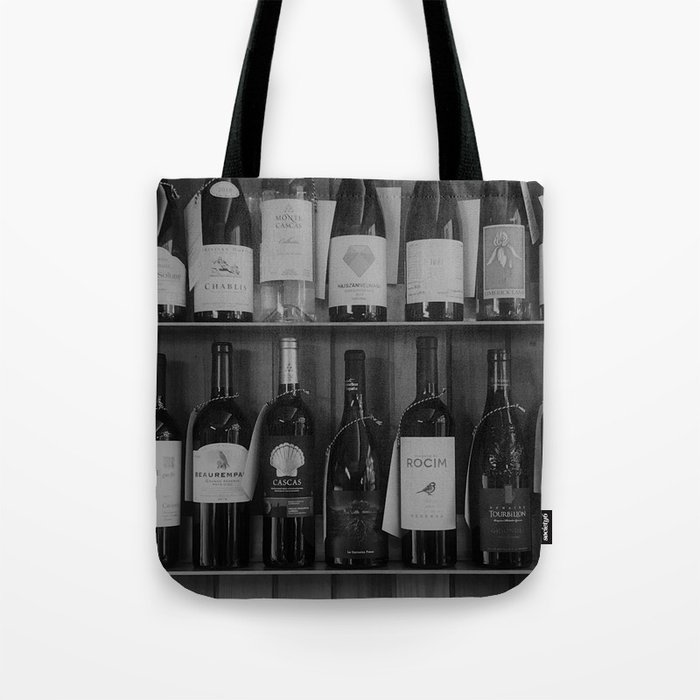 Black and White Wine Shelf Tote Bag
