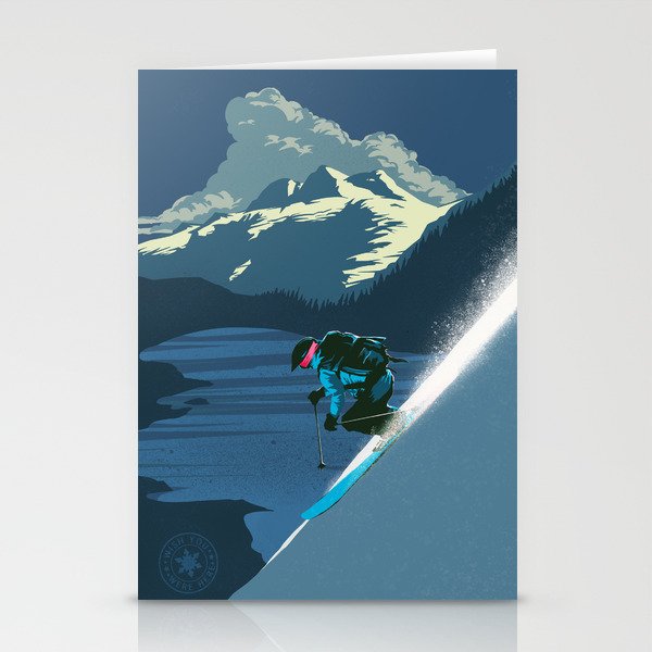 Retro Sunset Alpine Ski Travel Poster Stationery Cards