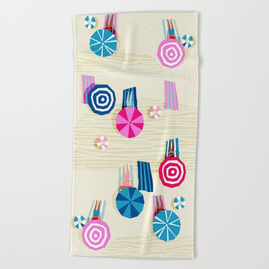 A-OK - memphis throwback neon wacka design pop art illustration beach socal vacation 1980s 80s style Beach Towel