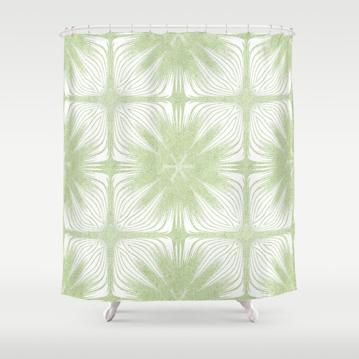 Nappy Faux Velvet Exotic Flower Petal in Lime Reversed Large Shower Curtain