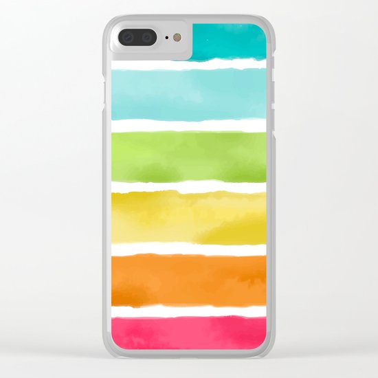 Watercolor Stripes Clear iPhone Case