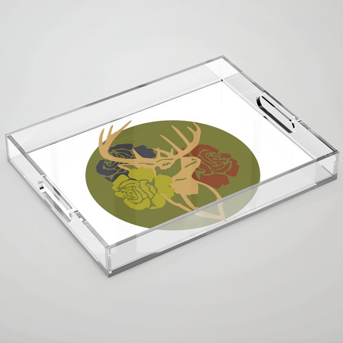 Antlers and Roses Acrylic Tray