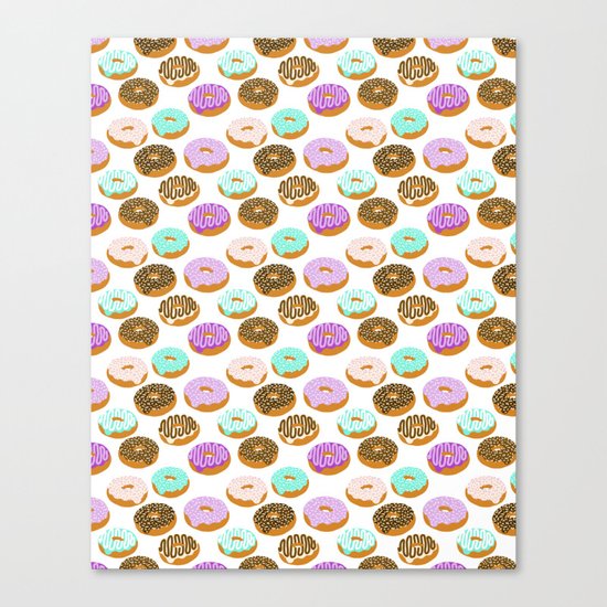 Donuts - junk food treat funny illustration with happy food face doughnuts pastry bakery Canvas Print
